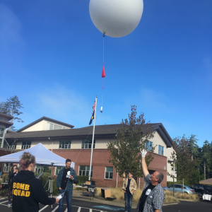 students launch weather balloon