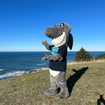 Oregon Coast mascot hiking on The Knoll overlooking Lincoln City