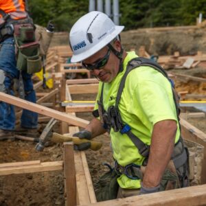 Worker on new OCATT building site May 2026