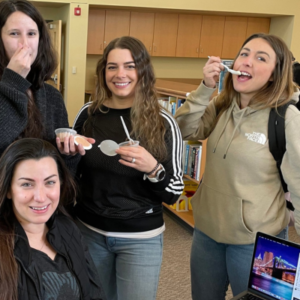 Students eating soup