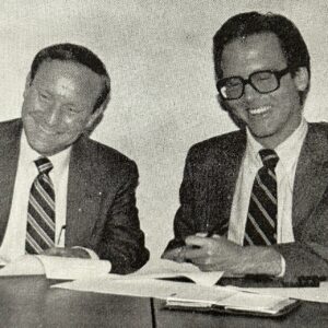 Original board member Jeff Ouderkirk with former president Bob Costi