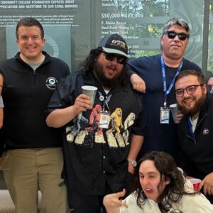 OCCC employees celebrating their chile-pepper-eating skills